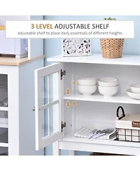 Homcom Modern Kitchen Solid Storage Sideboard Cabinet w/Glass Doors,