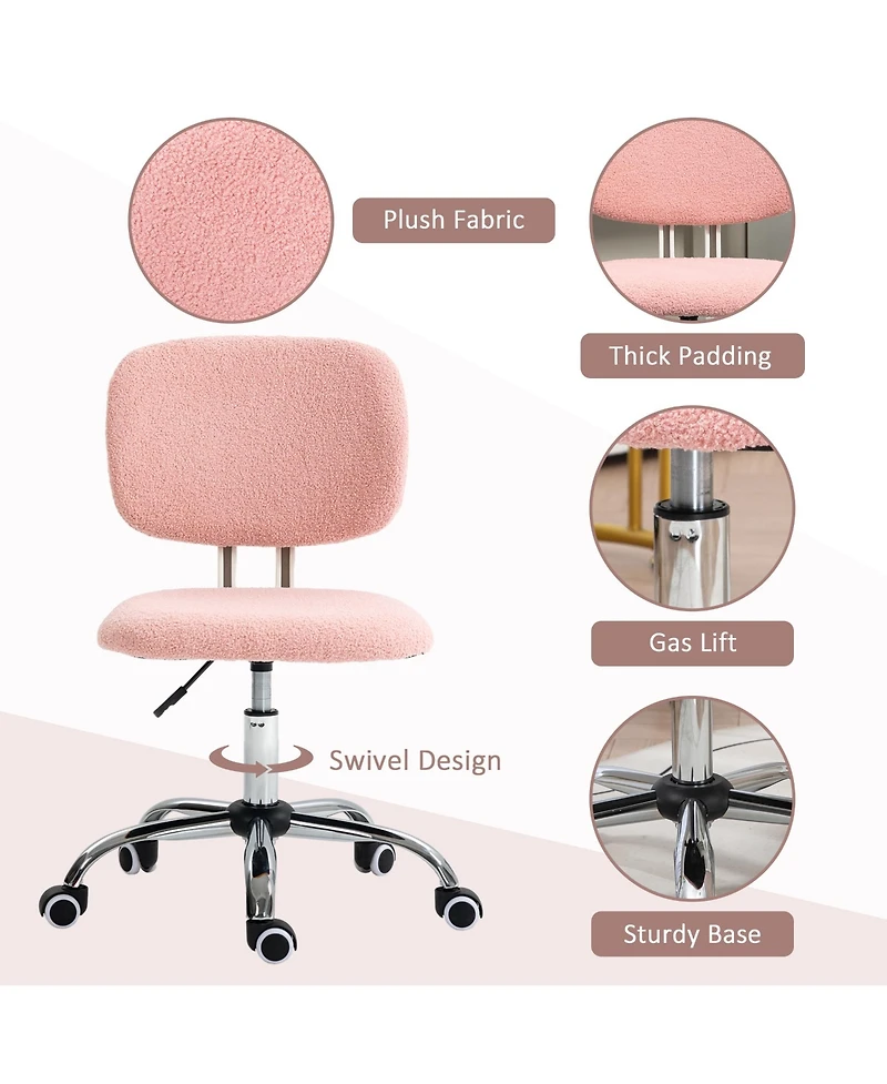 Vinsetto Fluffy Home Office Chair with Adjustable Height, Armless