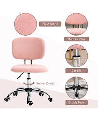 Vinsetto Fluffy Home Office Chair with Adjustable Height, Armless