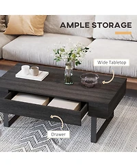Homcom Industrial Table w/Storage Drawer & Solid Metal Frame, Dark