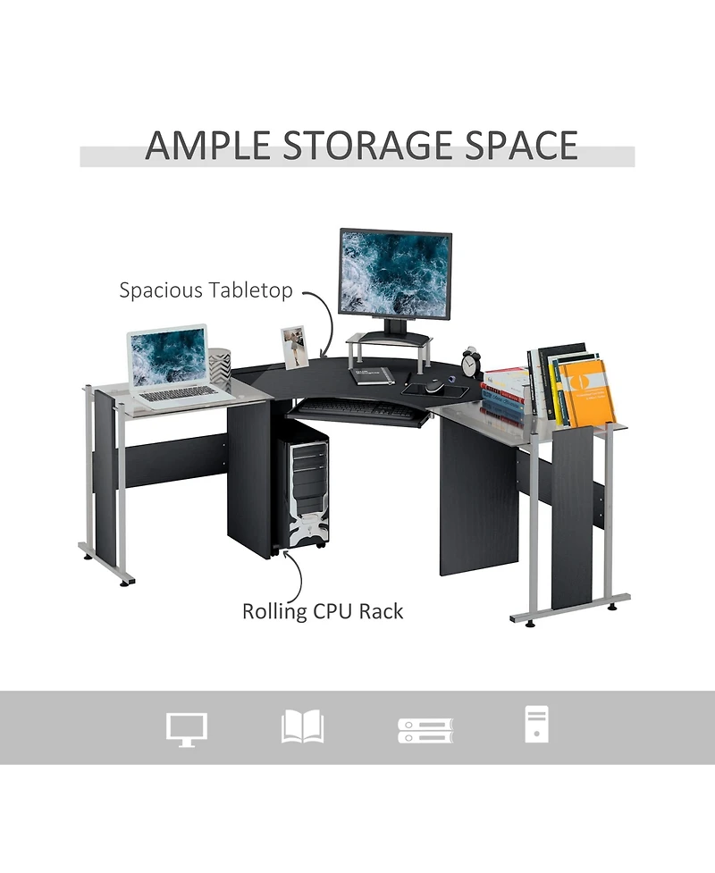 Homcom 69" L-Shaped Computer Desk Modern Pc Sd Corner Workstation Office