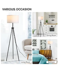 Homcom 59.75" Sding Floor Lamp Fabric Lampshade Steel Tripod,