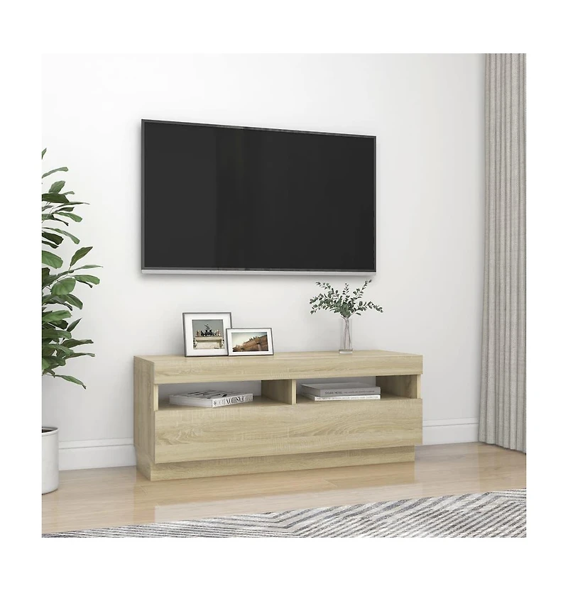 Tv Stand with Led Lights Sonoma Oak 39.4"x13.8"x15.7"