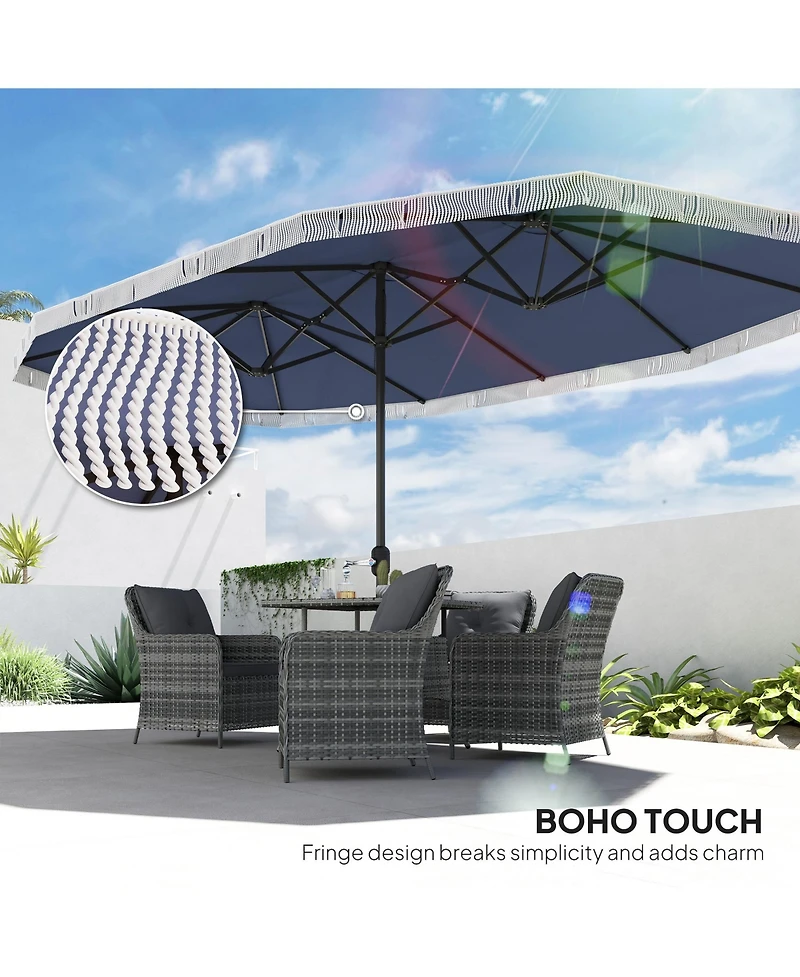 Outsunny 15ft UPF30+ Extra Large Patio Umbrella Market Umbrella, Dark