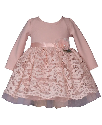 Bonnie Baby Girls Knit to Lace Party Dress