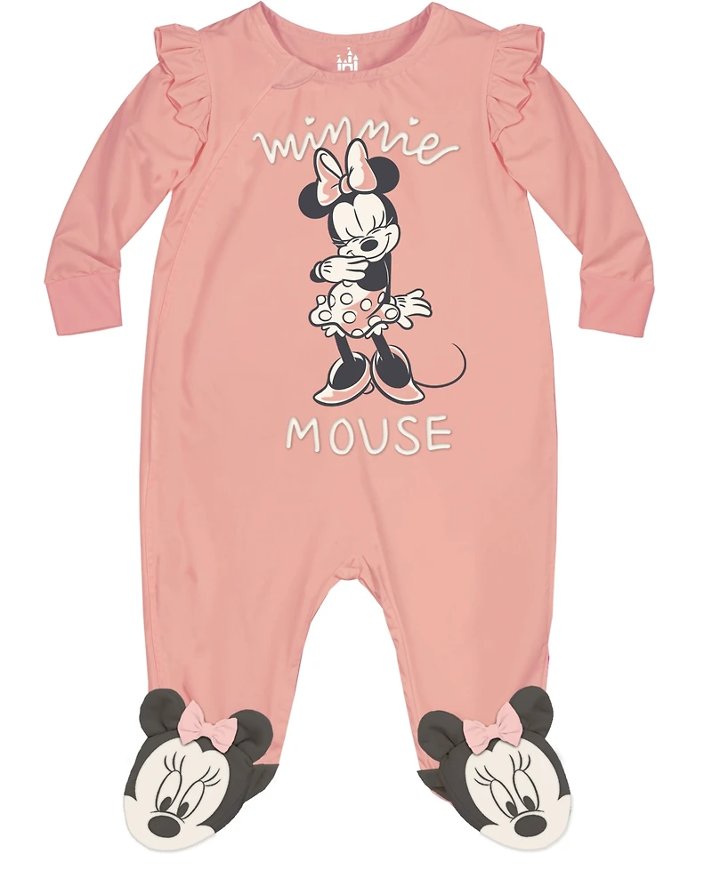 Disney Baby Girls Minnie Mouse Sleep and Play Coverall Set