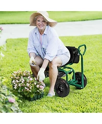 Costway Rolling Garden Cart Height Adjustable Scooter with Swivel Seat & Tool Storage