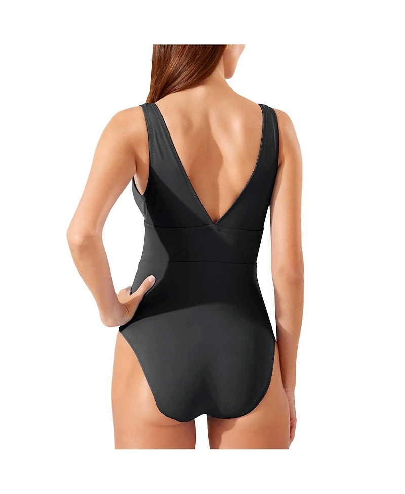Tommy Bahama Women's Black Georgia Bulldogs Palm Modern V-Neck One-Piece Swimsuit