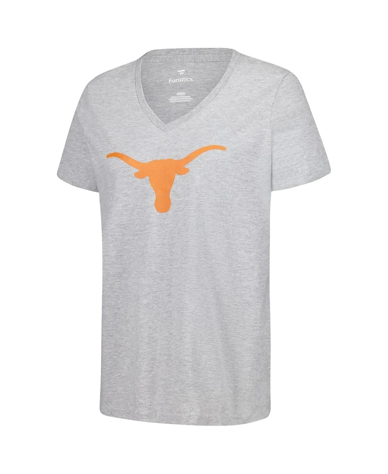Fanatics Women's Gray Texas Longhorns Primary Logo V-Neck T-Shirt