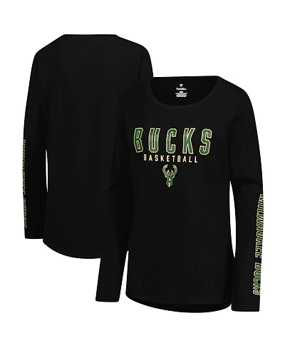 Fanatics Women's Black Milwaukee Bucks Top Baller Long Sleeve T-Shirt