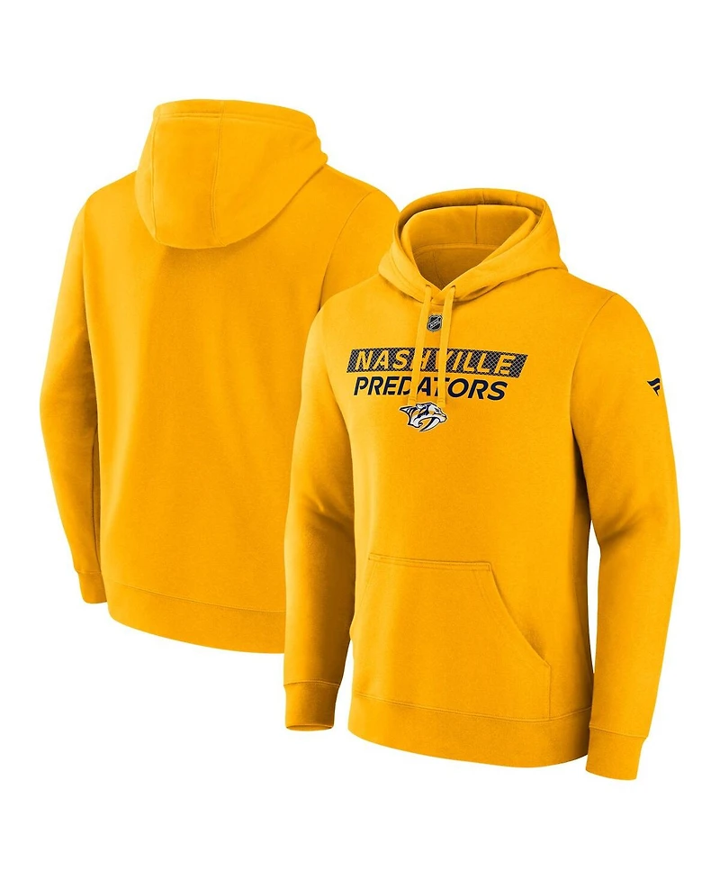 Fanatics Men's Gold Nashville Predators Authentic Pro Fleece Pullover Hoodie