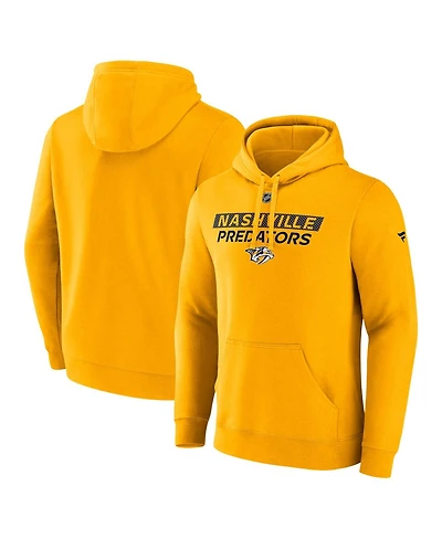 Fanatics Men's Gold Nashville Predators Authentic Pro Fleece Pullover Hoodie