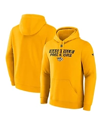 Fanatics Men's Gold Nashville Predators Authentic Pro Fleece Pullover Hoodie