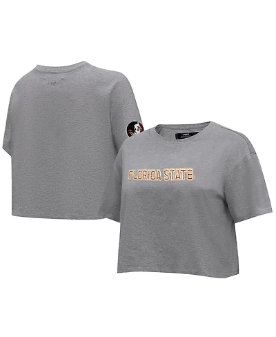 Pro Standard Women's Heather Charcoal Florida State Seminoles Tonal Neutral Boxy Cropped T-Shirt