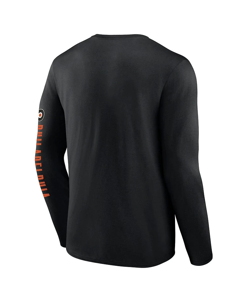 Fanatics Men's Black Philadelphia Flyers Headline Long Sleeve T-Shirt