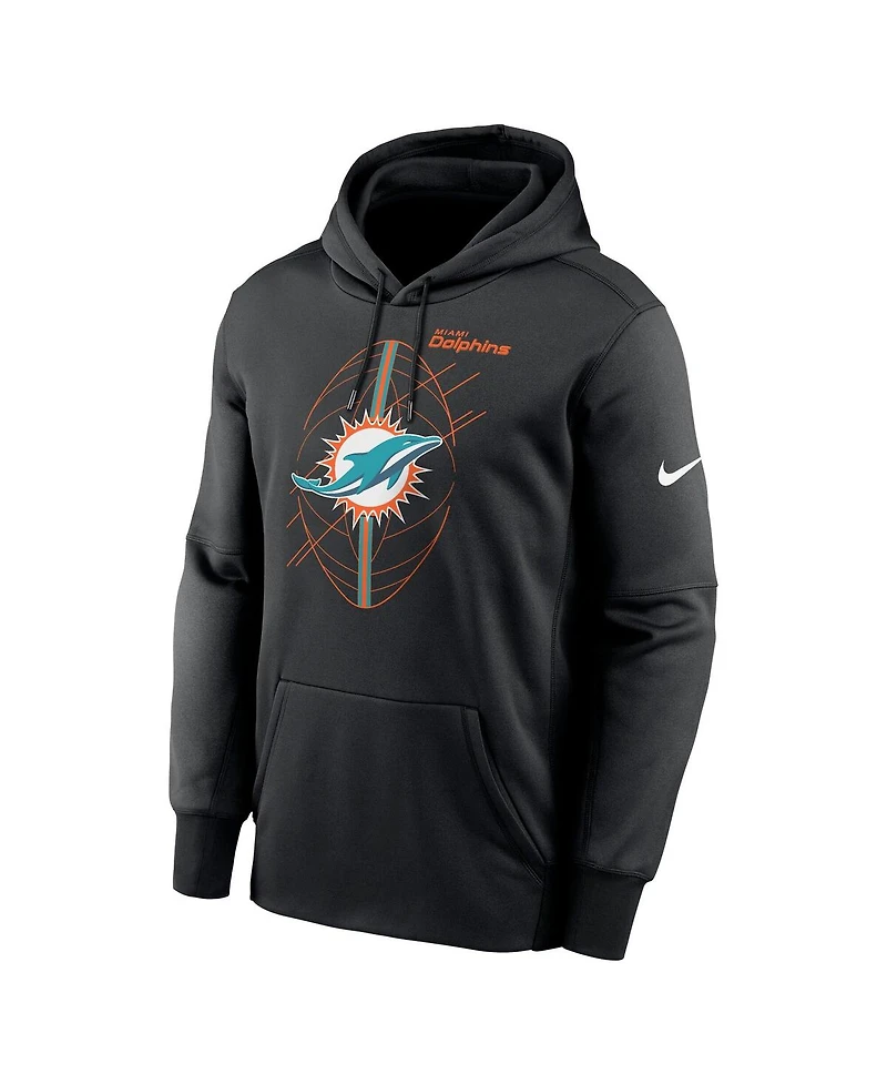 Nike Men's Black Miami Dolphins Performance Fleece Pullover Hoodie