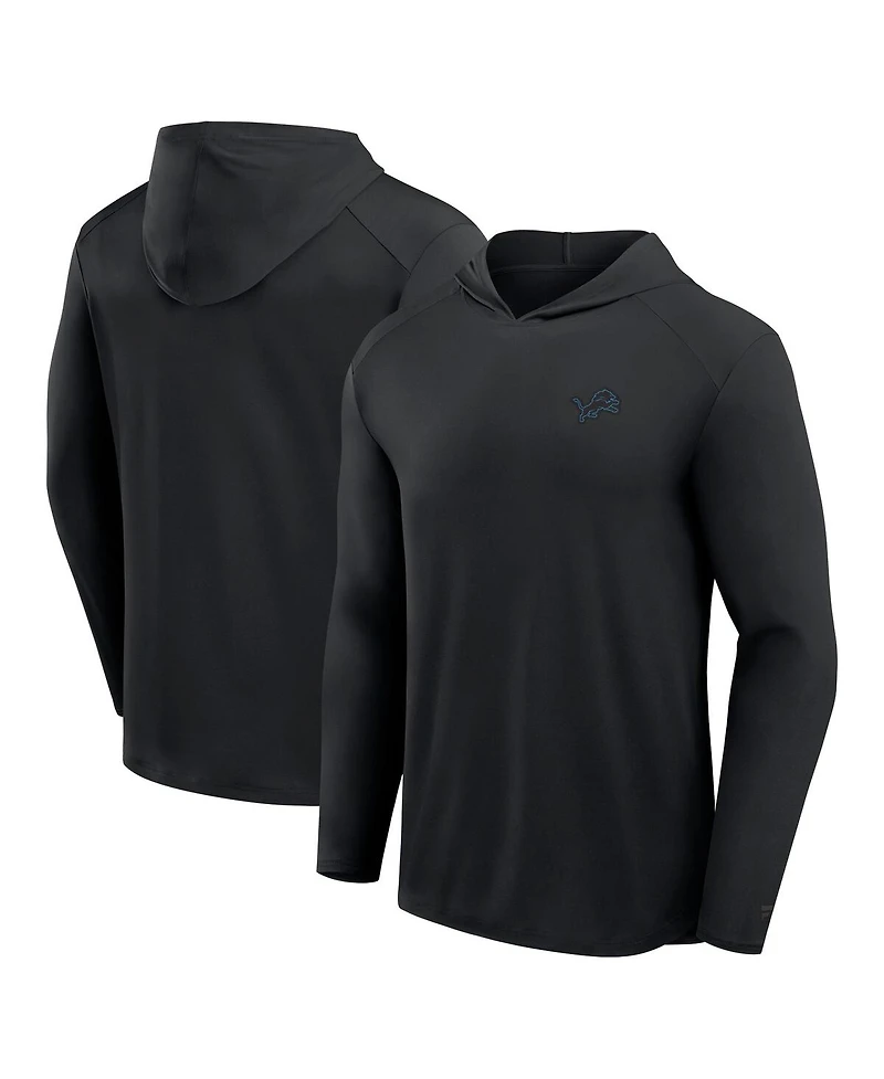 Fanatics Men's Black Detroit Lions Front Office Power Mono Long Sleeve Hoodie T-Shirt