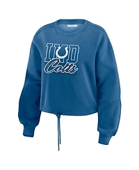 Wear by Erin Andrews Women's 2-Pieces Royal Indianapolis Colts Washed Fleece Long Sleeve T-Shirt and Shorts Lounge Set