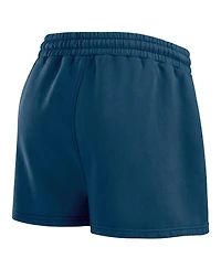 Wear by Erin Andrews Women's 2-Pieces Navy Tennessee Titans Washed Fleece Long Sleeve T-Shirt and Shorts Lounge Set