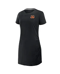 Fanatics Women's Black Cincinnati Bengals Ruched Drape T-Shirt Dress