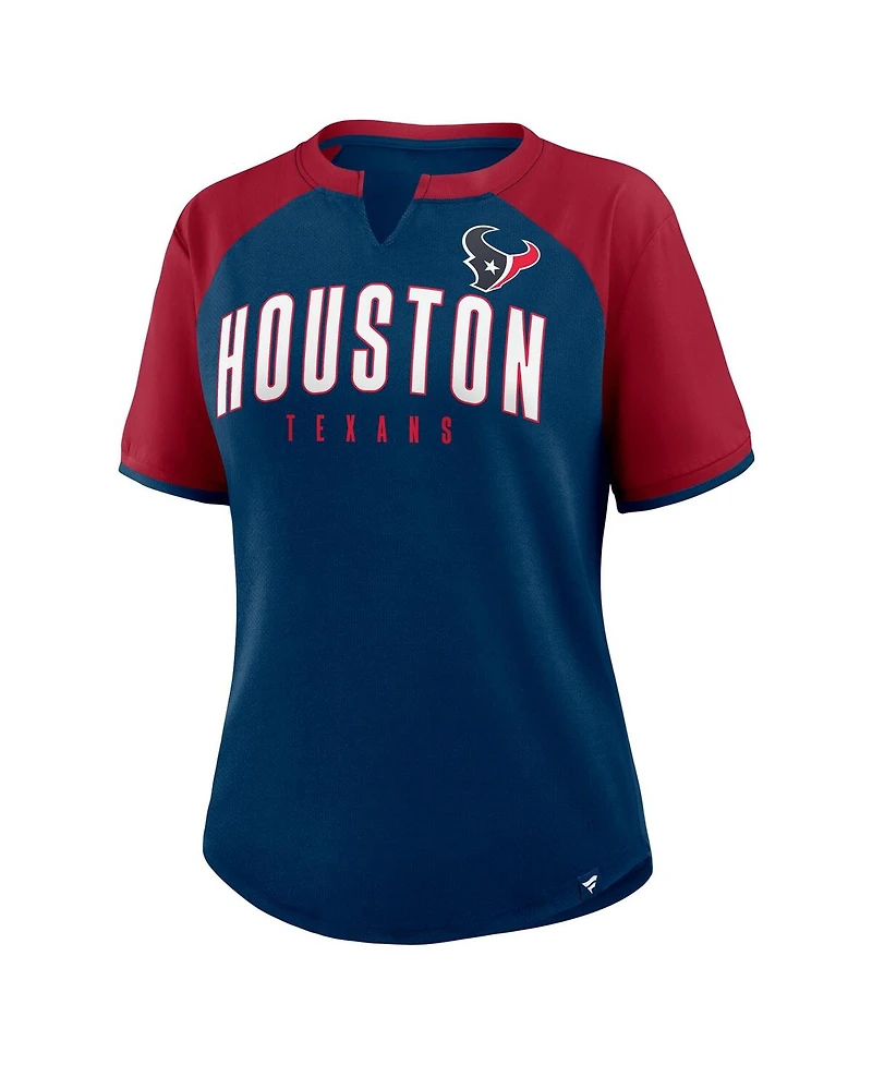 Fanatics Women's Navy/Red Houston Texans Height Advantage T-Shirt