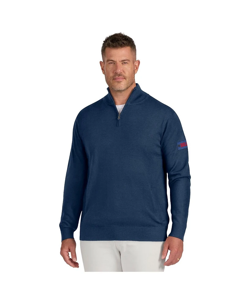 J. Palmer Men's Navy Buffalo Bills Franchise Quarter-Zip Sweater