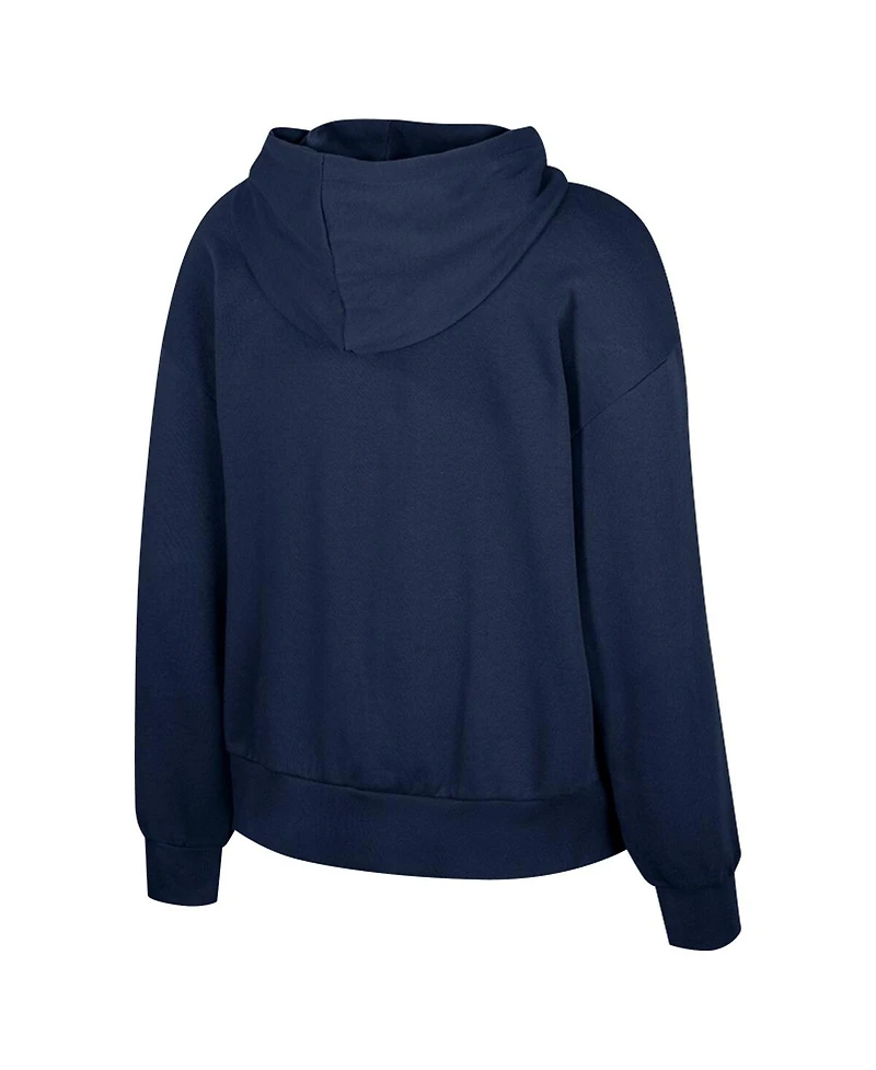 Colosseum Women's Navy Michigan Wolverines Reflection Rhinestone Drawcord Pullover Hoodie