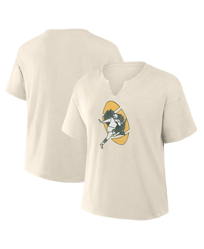 Fanatics Women's Cream Green Bay Packers Trick Play Slub Boxy T-Shirt