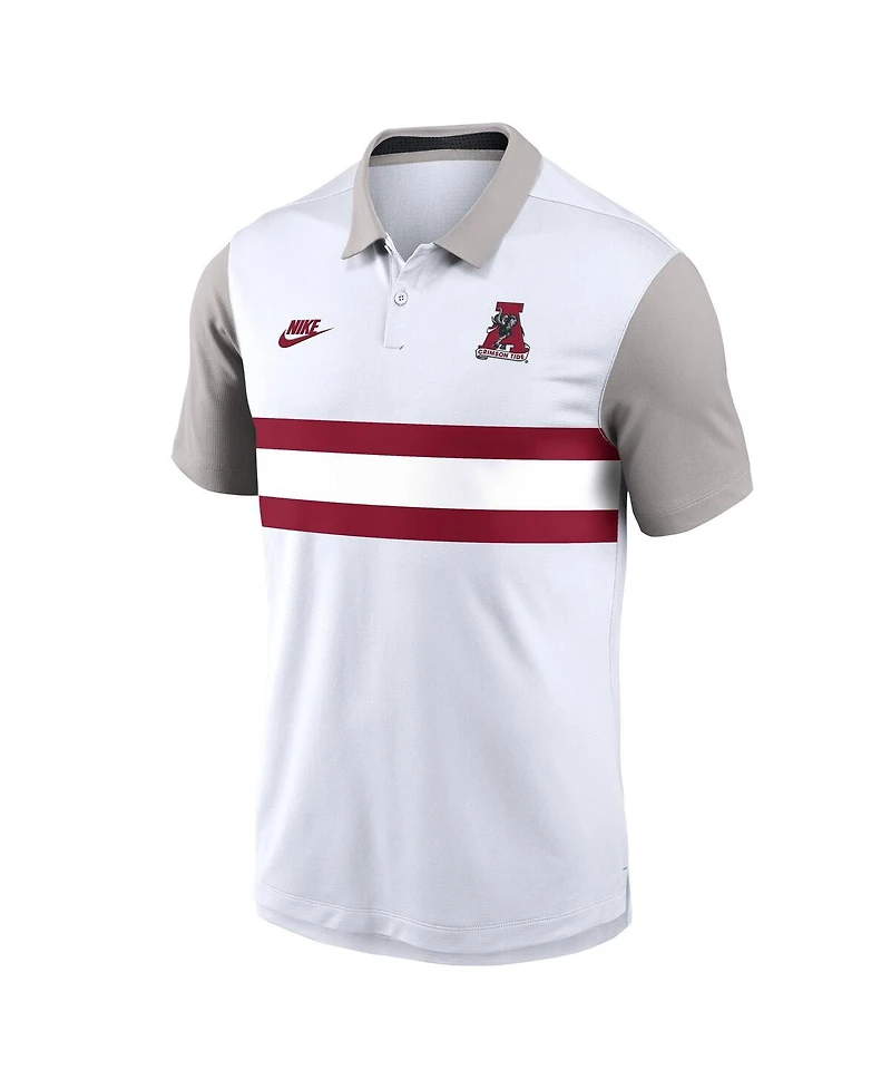 Nike Men's White/Gray Alabama Crimson Tide Athletic Prep Legacy Logo Vapor Performance Polo Shirt