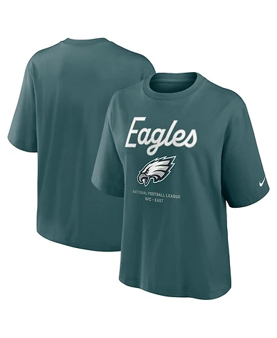 Nike Women's Midnight Green Philadelphia Eagles Essential Script Boxy T-Shirt