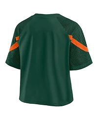Fanatics Women's Green Miami Hurricanes Oversized Raglan V-Neck Fashion Jersey