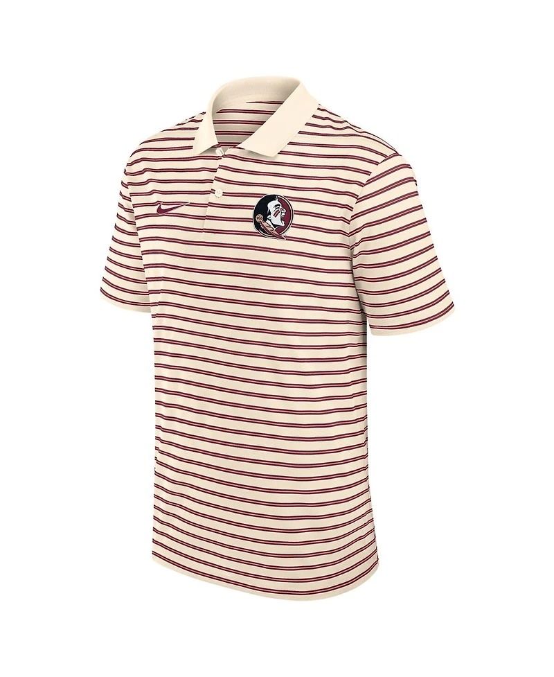 Nike Men's Cream Florida State Seminoles Solid Foundation Striped Performance Polo Shirt