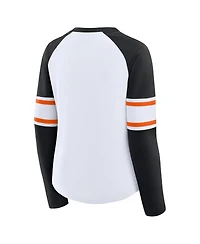 Fanatics Women's White/Black Cincinnati Bengals Redzone Blitz Package Raglan Lace-Up V-Neck Long Sleeve T-Shirt