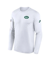 Nike Men's White New York Jets Legend Small Logo Performance Long Sleeve T-Shirt