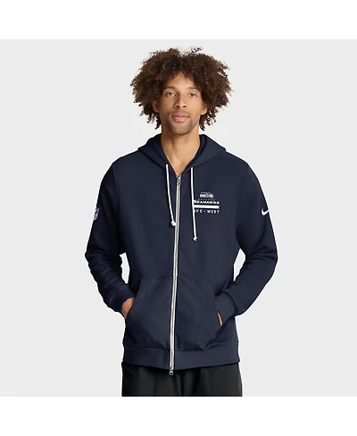 Nike Men's College Navy Seattle Seahawks Sideline Utility Player Performance Full-Zip Hoodie