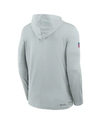 Nike Men's Silver Las Vegas Raiders Sideline Pure Fury Performance Long Sleeve Hoodie T-Shirt