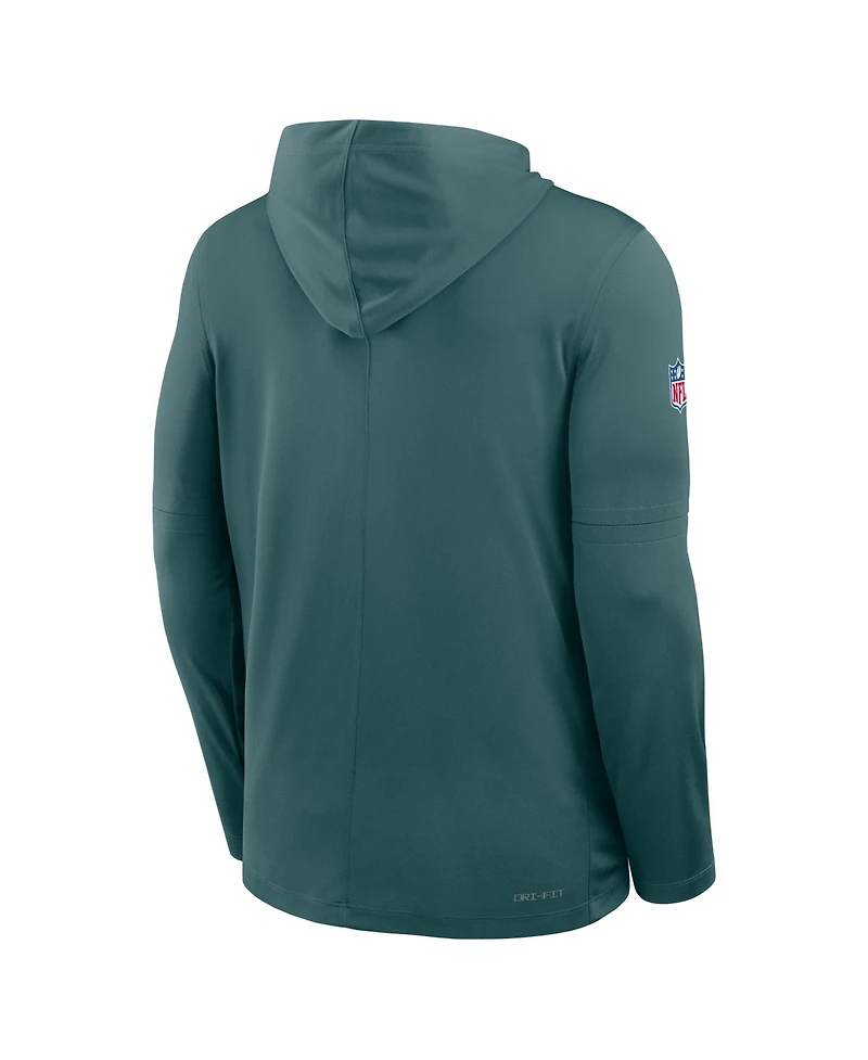 Nike Men's Midnight Green Philadelphia Eagles Sideline Pure Fury Performance Long Sleeve Hoodie T-Shirt