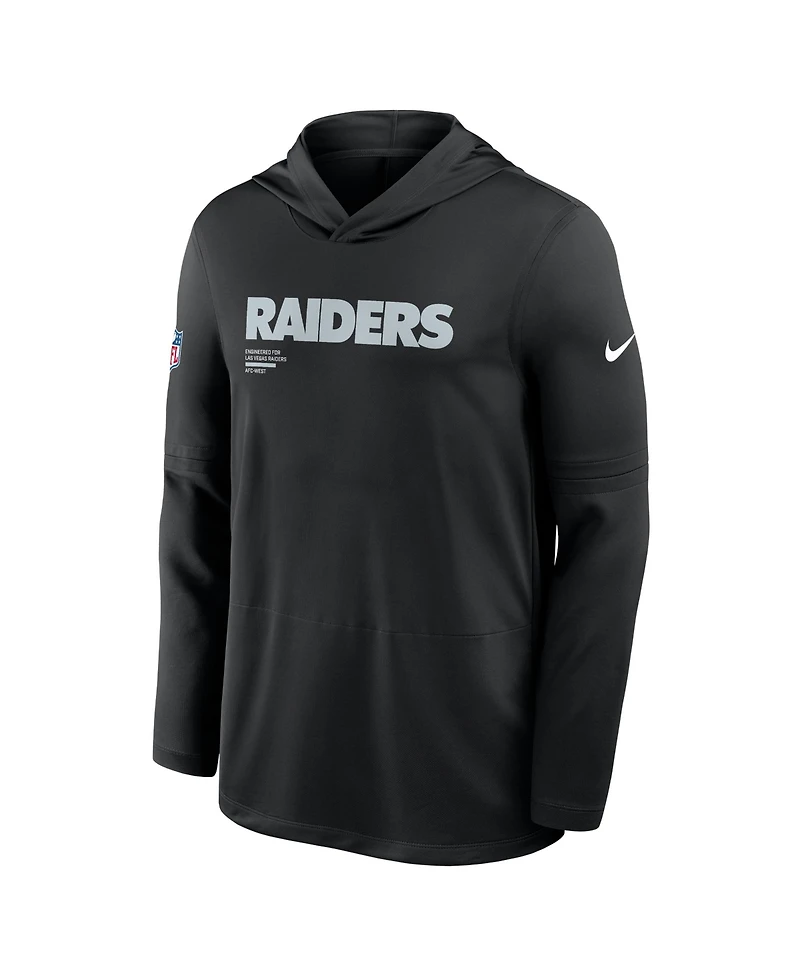 Nike Men's Black Las Vegas Raiders Big Tall Sideline Performance Long Sleeve Hoodie T-Shirt
