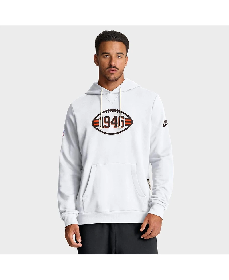 Nike Men's White Cleveland Browns Sideline Offensive Set Play Performance Pullover Hoodie