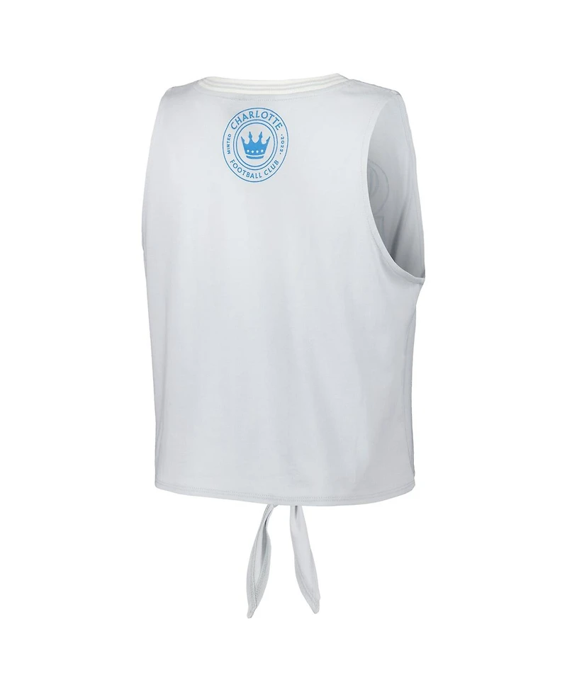 The Wild Collective Women's White Charlotte Fc Twist-Tie Tank Top