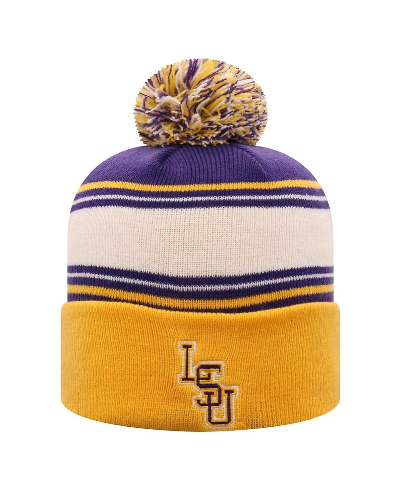 Top of the World Men's Purple Lsu Tigers Ambient Cuffed with Pom Knit Hat