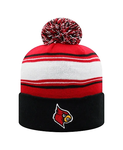 Top of the World Men's Red/White Louisville Cardinals Ambient Cuffed with Pom Knit Hat