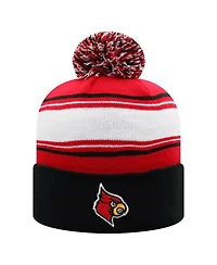 Top of the World Men's Red/White Louisville Cardinals Ambient Cuffed with Pom Knit Hat