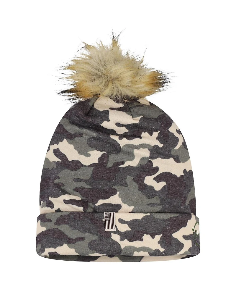 Top of the World Men's Camo Miami Hurricanes Operation Hat Trick Woven Cuffed with Pom Knit Hat