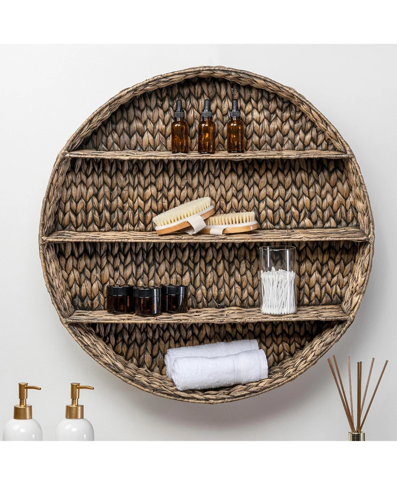Annulus 24.61" 3-Shelf Circular Hand-Woven Hyacinth Wall Rack