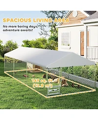 PawHut Extra Large Outdoor Dog Kennel with Adjustable & Rotatable Bowl Rack