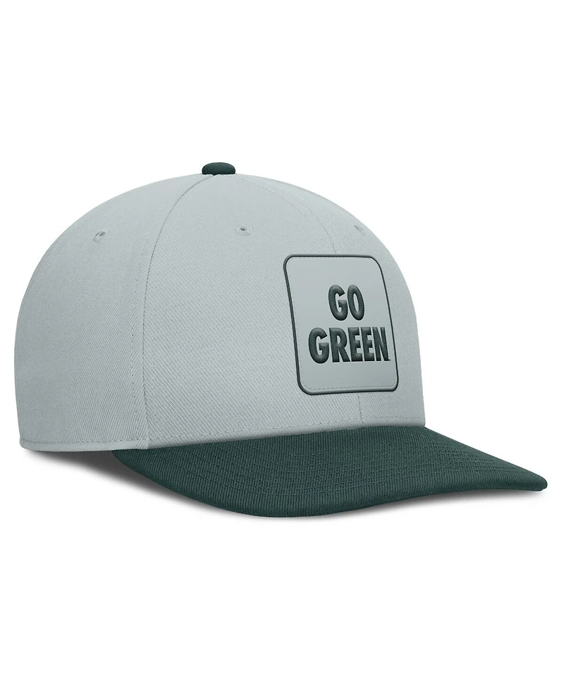 Nike Men's Gray/Green Michigan State Spartans 2025 Sideline Campus Pro Local Snapback Hat
