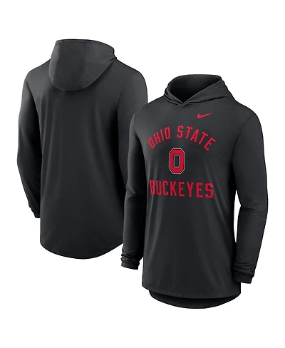 Nike Men's Black Ohio State Buckeyes Classic Arch Tri-Blend Performance Long Sleeve Hoodie T-Shirt