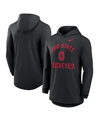 Nike Men's Black Ohio State Buckeyes Classic Arch Tri-Blend Performance Long Sleeve Hoodie T-Shirt