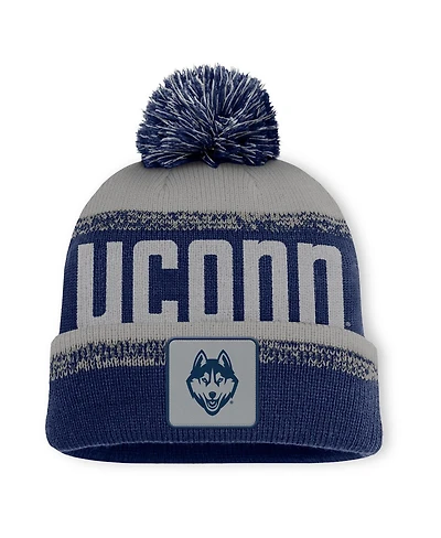 Fanatics Men's Navy/Gray UConn Huskies Thrive Cuffed Knit with Pom Hat